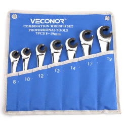 7Pcs Ratchet Flare Nut Wrench Spanner Set of Multitools Mirror Polished Oil Pipe Wrench