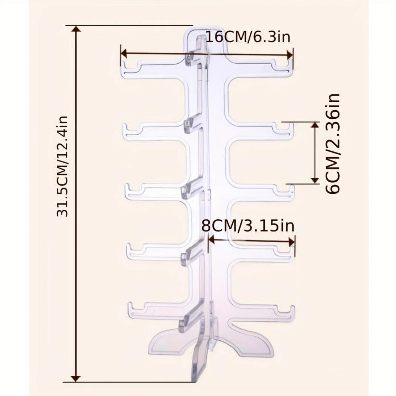 Description Picture 4 of item1pc Clear Glasses  Rack,Minimalistic Display Rack For 5 Pairs Of Glasses,Desktop Sunglasses Organizers