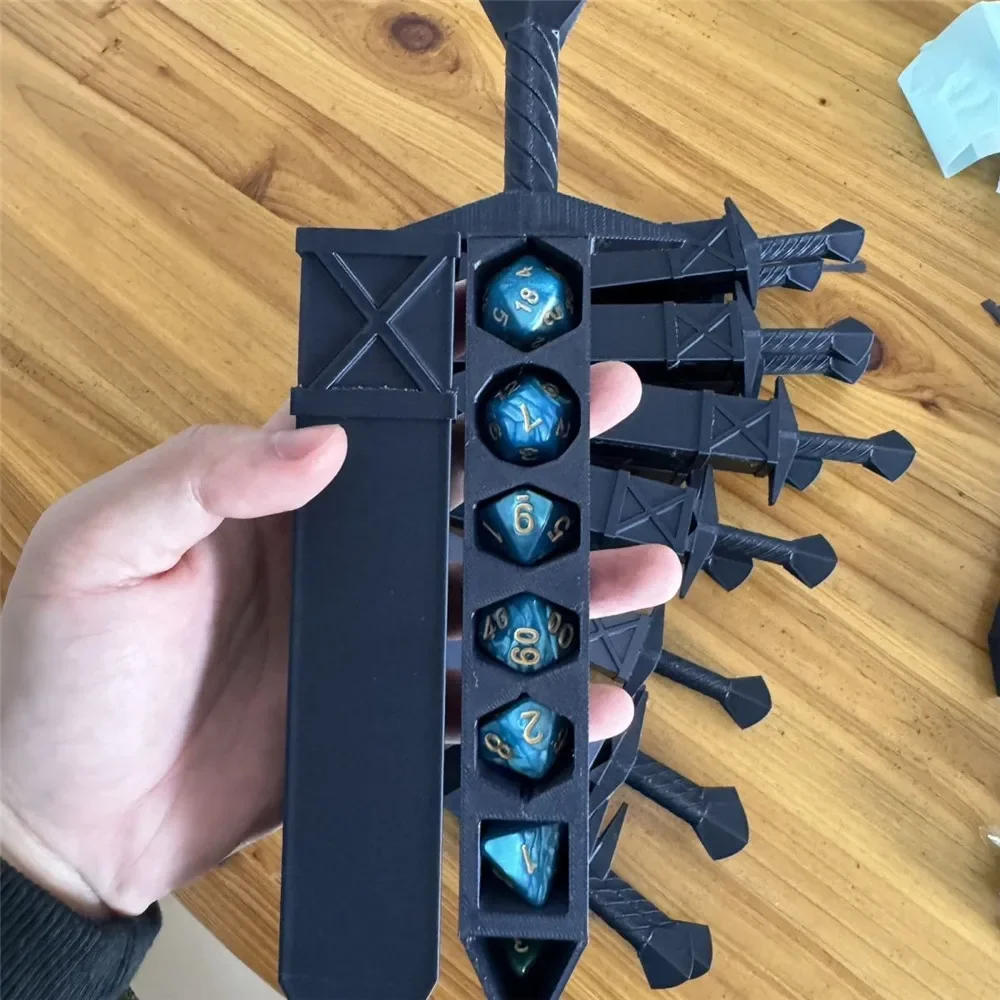 Description Picture 2 of item3D Printed Sword-shaped Storage Box for DND RPG TRPG Games Dice DND Game Role 22mm Dice Holder Desktop Ornament