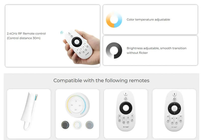 Description Picture 4 of item1PCS Miboxer DC12V-48V LED Controller 2.4GHZ FUT035P+ / FUT037P+ MAX 20A for Dual White Single Color / RGB RGBW RGB+CCT LED Lamp