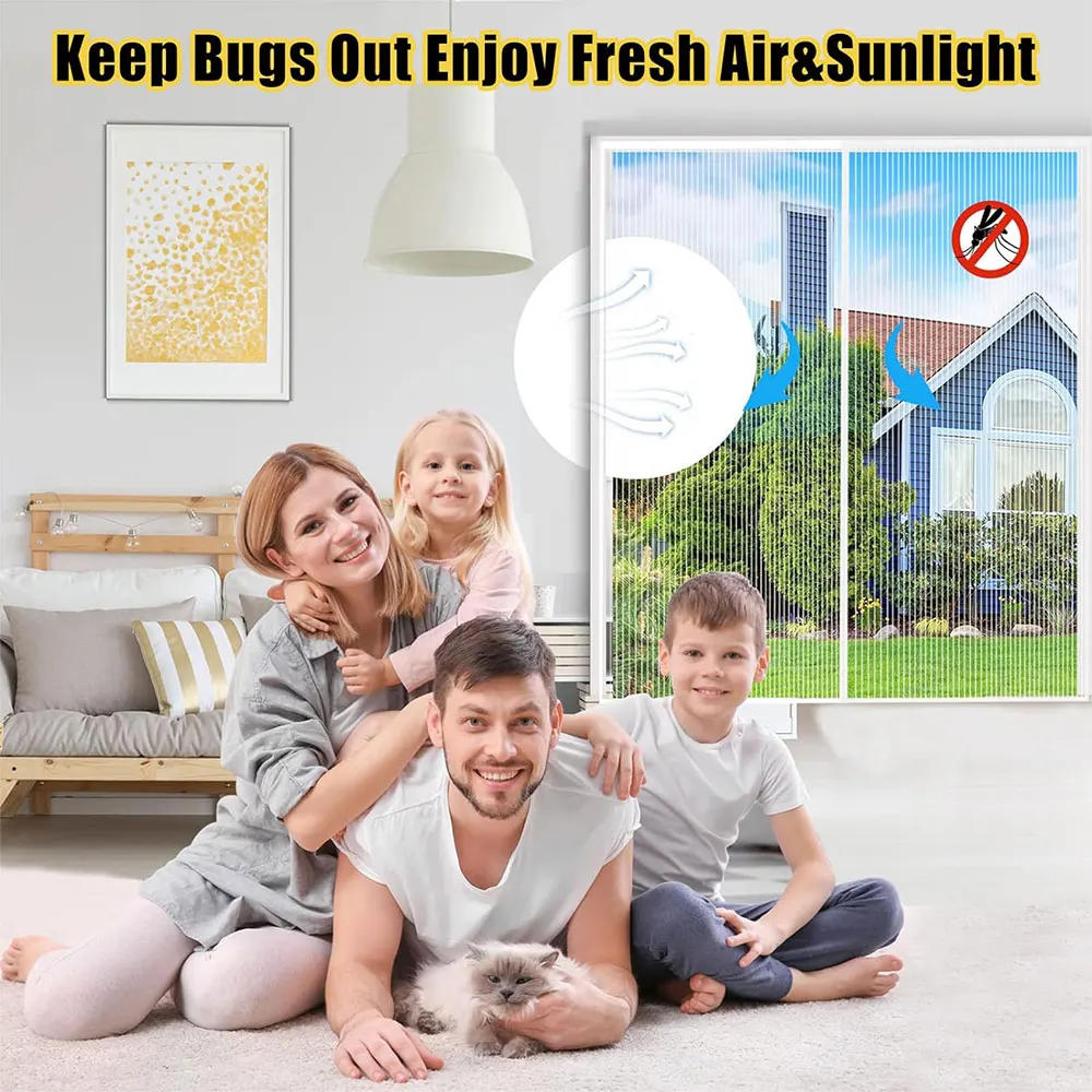 Description Picture 4 of itemMagnetic Screen Door Screen Hands Free Mesh Partition Heavy Duty Curtain Keeps Bugs Out Frame Hook & Loop Pet and Kid Friendly