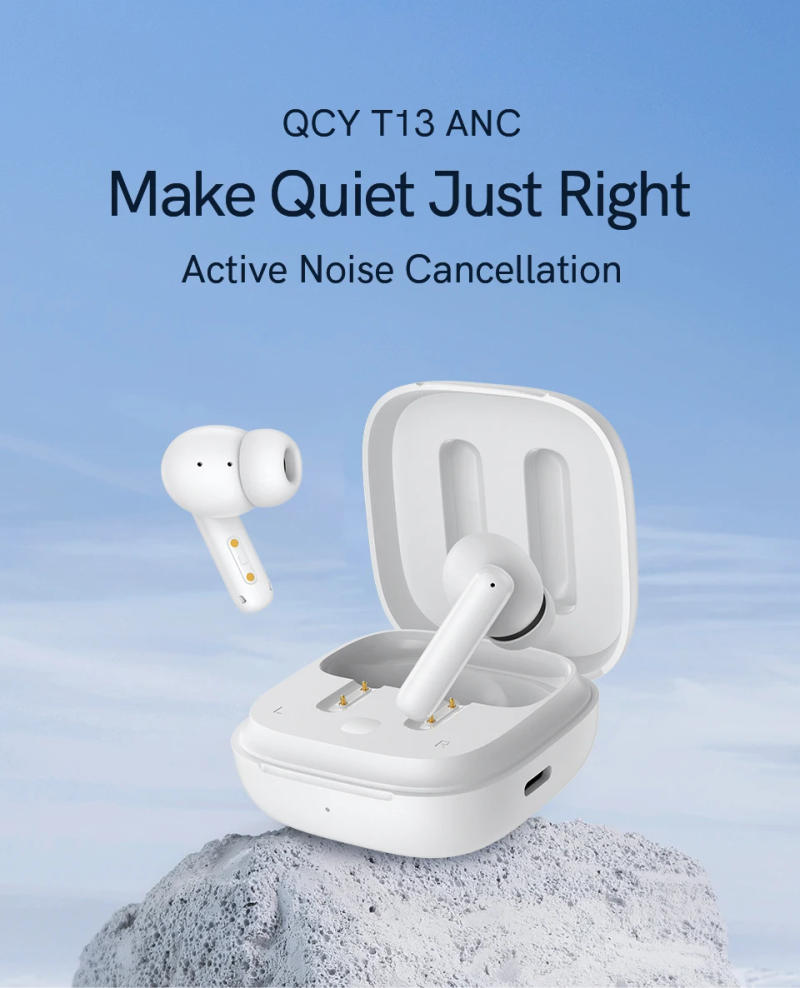 Description Picture 2 of itemQCY T13 ANC Earphone Bluetooth 5.3 Active Noise Cancellation -28dB Wireless Headphone Fast Charge Earbuds 0.068' Low Latency