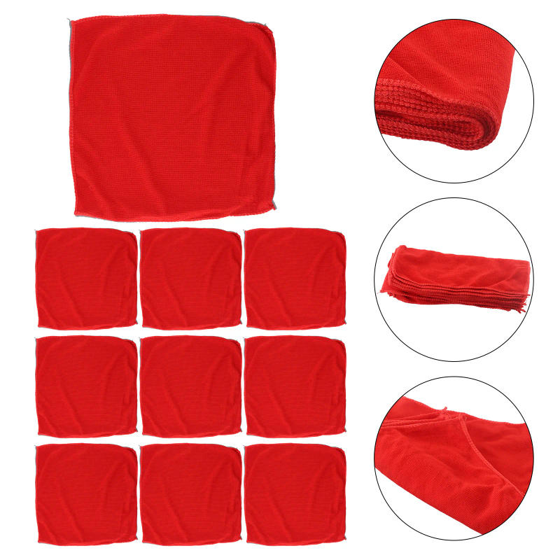 Description Picture 2 of item10 X Microfiber Cleaning Cloth Strong Water Absorbent Lint Free Red Wash Towels For Kitchen Bathroom Home Clean Accessories