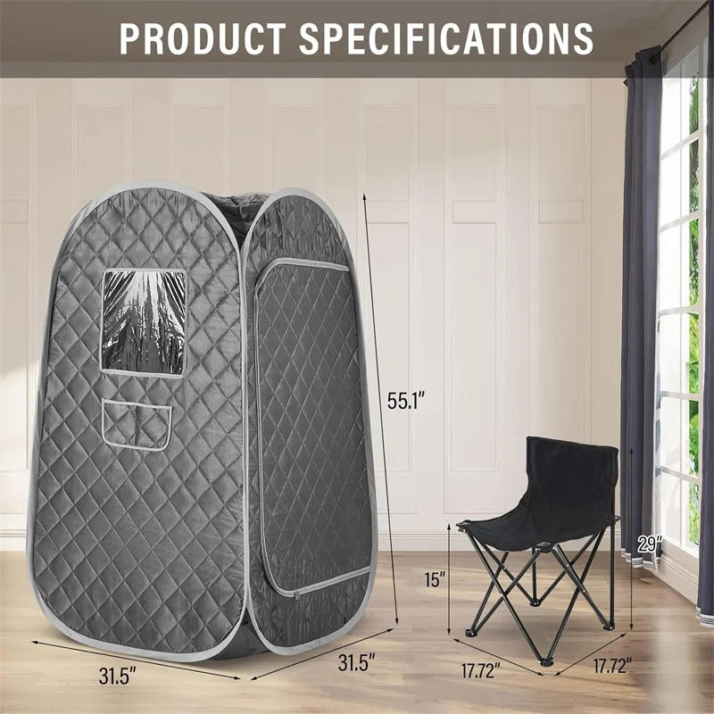 Description Picture 6 of itemPortable Steam Sauna Tent, Full Body Personal Home Spa One Person Steam Saunas for Home With 4L Sauna Steamer Machine