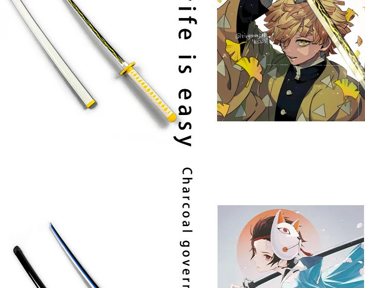 Description Picture 6 of item104cm Demon Slayer Katana Swords Anime Cosplay Durable Bamboo Agatsuma Zenitsu Rengoku Kyoujurou Sword Weapon Home Decoration