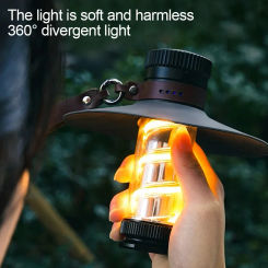 Outdoor Retro Atmospheric Camping Light With Removable Lampshade Waterproof LED Flashlight With Hand Cord USB Charging