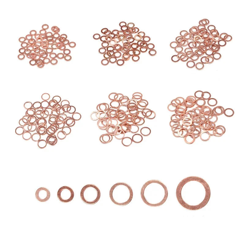 Description Picture 3 of item500pcs/pack Solid Copper Washer Flat Ring Gasket Sump Plug Oil Fittings Sealing Washers Fastener Hardware Accessories