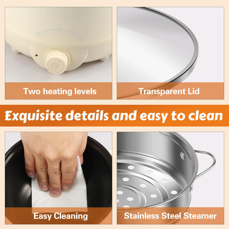 Description Picture 5 of itemMini Electric Cooker Multipurpose All-In-One Pot with Steamer Pot Portable Household Mini Pot 1-3 People Electric Cooker UK plug