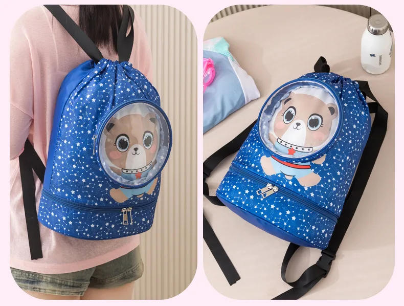 Description Picture 3 of itemCartoon Swim Bag for Kids  Backpack Drawstring Storage Bag with Large Capacity for Swimming Travel Toiletries Wet and Dry Bag