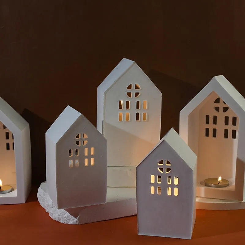 Description Picture 5 of itemConcrete House Candle Holder Silicone Mold DIY S/M/L Gypsum Cement Window Candle Base Silicone Resin Mold