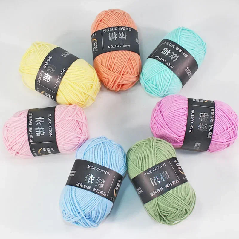 Description Picture 6 of item4ply Milk Cotton Knitting Wool 50g Yarn Needlework Dyed Lanas For Crochet Craft Sweater Hat Dolls DIY Knitting Tools