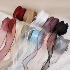 2.2/10M Sheer Chiffon Ribbon Organza Satin Ribbons For Gift Wrapping Decoration Wedding Bouquets Wreath Sewing Supplies Fabric