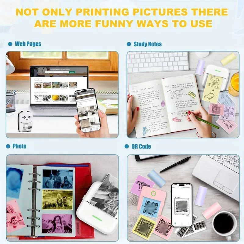 Description Picture 6 of item8Rolls Color Sticker Thermal Printer Rolling Paper Camera Refill For Photo Journal Notes Memo For Contract Meeting Minutes