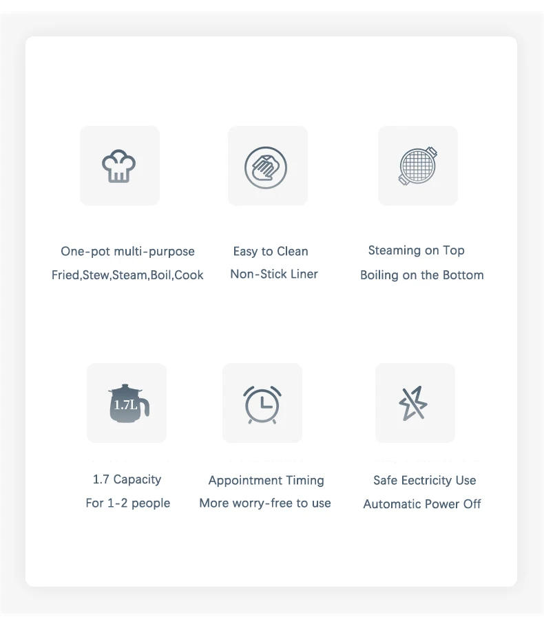 Description Picture 3 of itemMultifunctional Electric Rice Cooking Machine Household cook porridge soup Cooking Hot Pot Non-stick Pan Student Dormitory