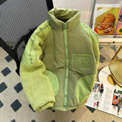 Lamb Wool Cotton Coat Men's Winter New Velvet Thickened Loose Warm Jacket Stand Collar Zipper Long Sleeves Pockets Tops Parkas