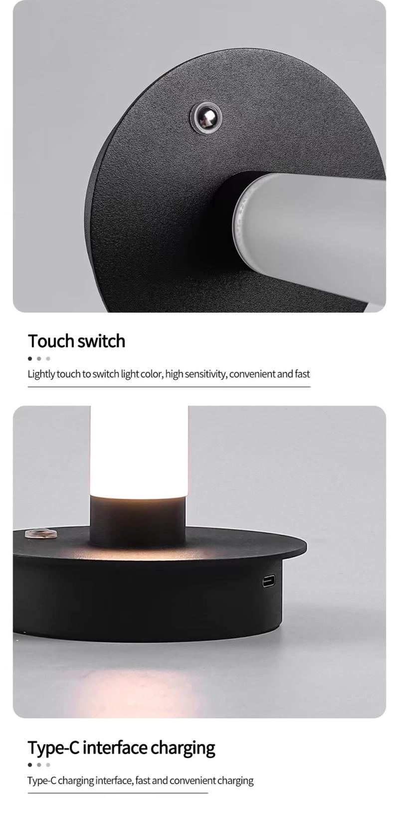 Description Picture 3 of itemLED Tri Color Dimming Vase Lamp For Home Dining, Bedroom, Bar, Decorative Atmosphere, Table Lamp, Portable Touch Camping Lamp