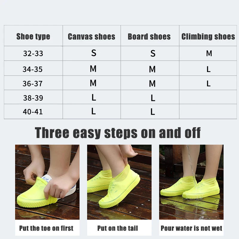 Description Picture 3 of itemThicken Waterproof Shoe Covers Silicone Anti-Slip Rain Boots Unisex Sneakers Protector Outdoor Rainy Day Shoes Cover For Women