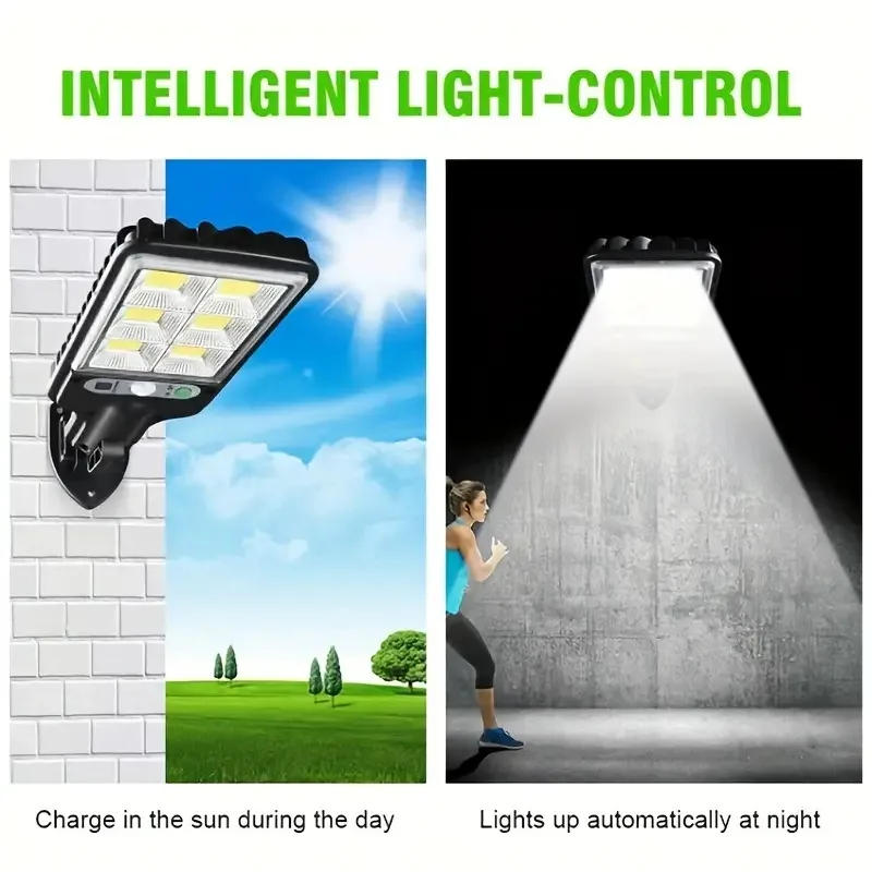 Description Picture 5 of item1/2/4/6/8PCS Solar Street Lights LED Wireless Wall Light Motion Sensor 3-mode Floodlight Outdoor Fence Street Courtyard Garden