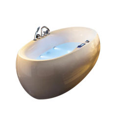 1800mm Egg-Shaped Whirlpool Bathtub Acrylic Hydromassage Surfing Colourful LED Underwater Light Freestanding Hot Tub LU7039