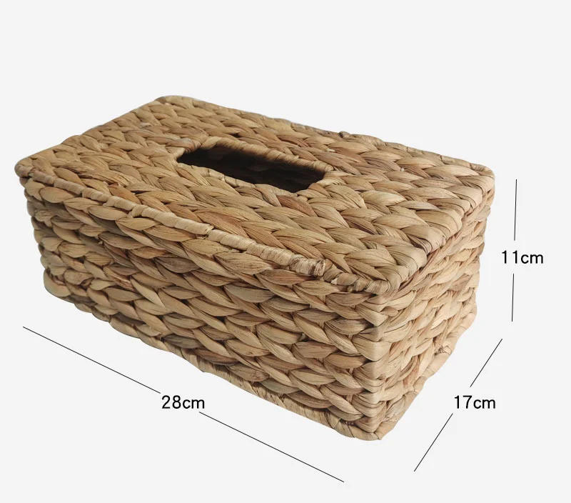 Description Picture 3 of itemWater Hyacinth Woven Tissue Box Rattan Woven Lid Sanitary Paper Box Household Living Room Pumping Paper Box Storage