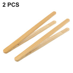 2Pcs Bamboo Wood Wooden Food Toast Salad Tongs Toaster  For Kitchen Bacon Sugar Ice Tea Tong Tea Clips Tongs Teaware 180mm