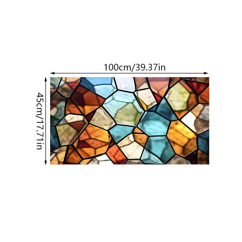 Description Picture 2 of item45x100cm Colorful Pattern Privacy Window Stickers Static Cling Stained Glass Decal Home Living Room DIY Window Decorative Film