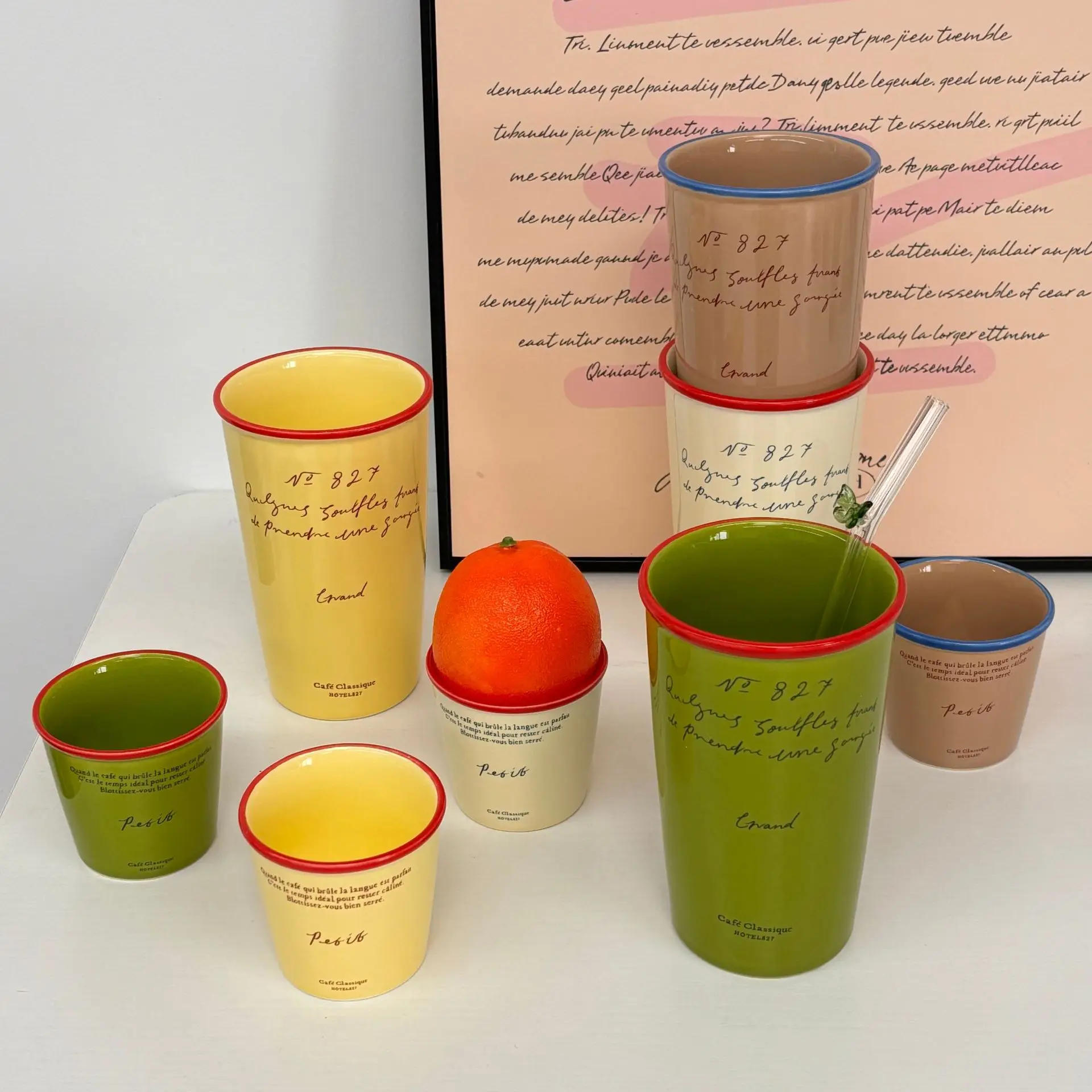 Description Picture 4 of itemVintage Straight Water Cup Creative Japanese Letter Large Capacity Ceramic Coffee Cups Couple Household Mug Drinkware