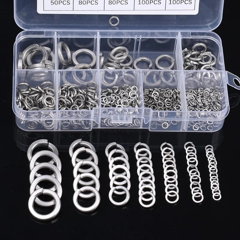 Description Picture 3 of itemM2 M2.5 M3 M4 M5 M6 M8 M10 Stainless Steel Spring Lock Washers Metal O Rings Flat Gaskets Set Fasteners Hardware Assortment Kits