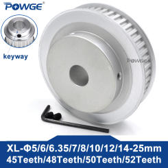 POWGE 45 48 50 52 teeth XL Timing Pulley Bore 6/6.35/7/8/10/12/14/15/16/17/18/19/25/30mm for Belt width 10/15mm 45T 48T 50T 52T