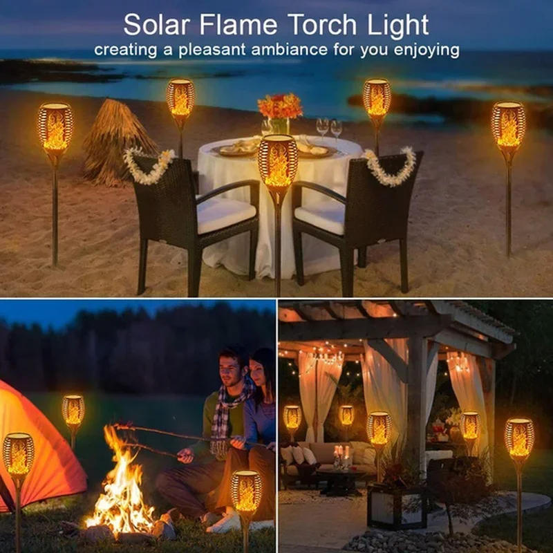 Description Picture 3 of item1/2/4/6/8/10/12Pcs Solar Flame Torch Light Flickering Light Waterproof Garden Decoration Outdoor Lawn Path Yard Patio Floor Lamp