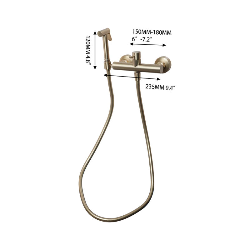 Description Picture 3 of itemYANKSMART Brushed Gold Bidet Faucet Brass Wall Mounted Shower Sprayer Head Torneira Set Hot and Cold Water Tap Toilet Faucets