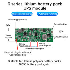 DC 12V 3A 24W 36W 3S Lithium Battery Pack UPS Module Charging Discharging Automatic Switching Uninterruptible Power Supply Board