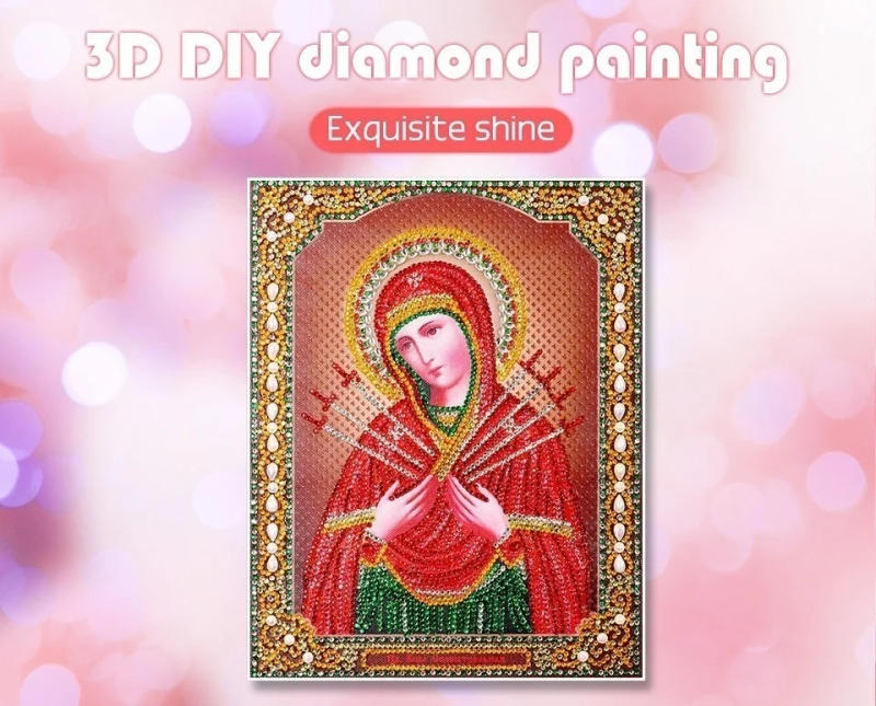 Description Picture 2 of itemHuacan Special Shaped Diamond Painting Cross Stitch Religious Mosaic Diamond Embroidery Bead DIY People 5D Home Decor 22x28CM
