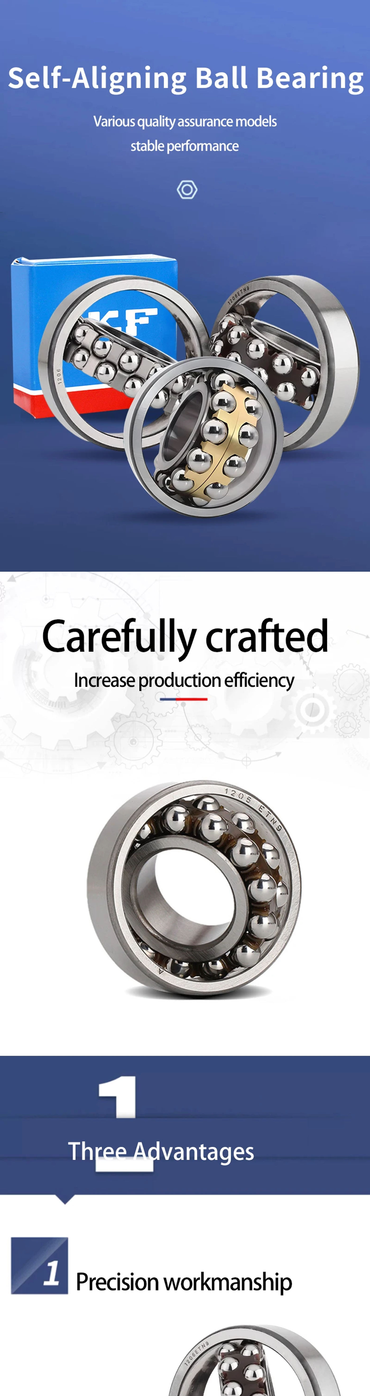 Description Picture 2 of itemSweden SKF High Precision Self-Aligning Ball Bearing 1206 1207 1208 EKTN9/C3 ETN9