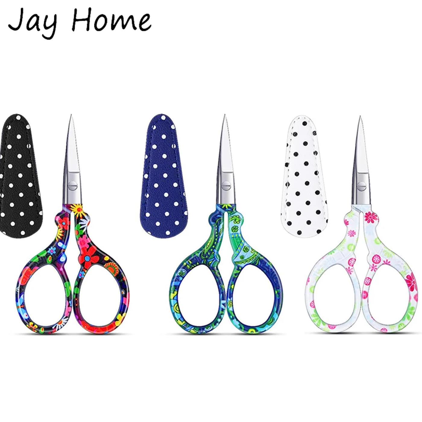 Description Picture 2 of item3.6" Embroidery Scissors with Artificial Leather Cover Sewing Scissors Stainless Steel Vintage Craft Scissors DIY Crafts Tools