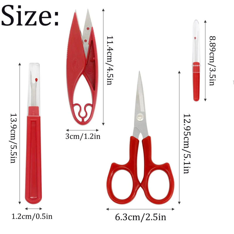 Description Picture 6 of item1/2/6Pcs Sewing Seam Ripper Kit Red Sewing Stitch Thread Unpicker &Seam Ripper&Thread Cutter Scissor for Sewing Thread Remove