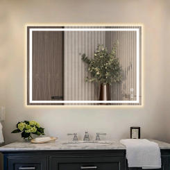 Depuley Vanity Mirror with Light 81x60cm Dimmable Touch LED Lighting for Bathroom Hair Salon Waterproof and Anti-Fog