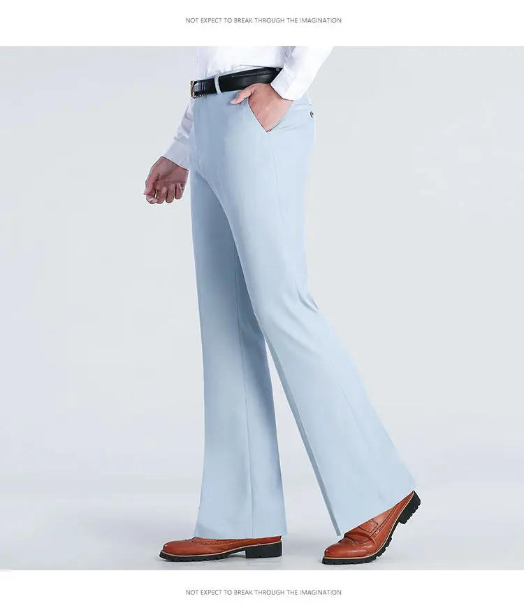 Description Picture 6 of item2024 Spring Summer Men's New Thin Solid Color Trousers Male Long Elastic Suit Pants Men High Waist Business Casual Pants K403