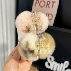 Retro Mini Autumn And Winter Wome Hair Claw Solid Color Korean Style Hair Clip Small Hairpin Plush Hair Claw Child Headwear