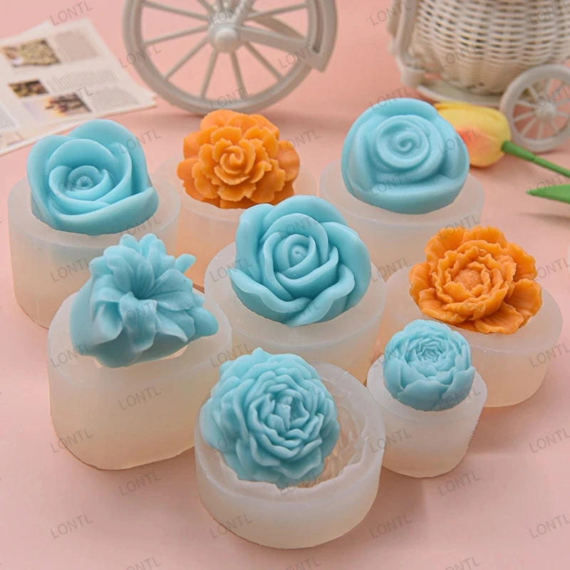 Description Picture 2 of itemNew 3D Flowers Silicone Mold DIY Rose Flower Candle Making Kit Handmade Soap Plaster Chocolate Ice Cake Decorating Baking Tools