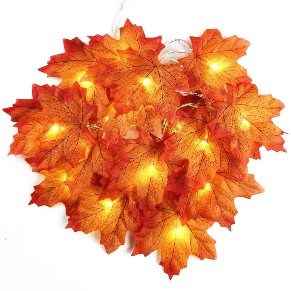 Description Picture 5 of item2/3/6M Christmas Decoration Artificial Maple Leaf Leaves LED Light String Lantern Garland Home Party DIY Deco Halloween New Yea