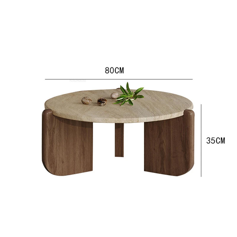 Description Picture 2 of itemNordic Solid Wood Coffee Tables Bedroom Bedside Side Table Modern Living Room Furniture Creative Travertine Round Corner Table