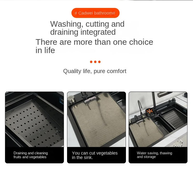 Description Picture 5 of itemWaterfall Kitchen Sink Pull Out Waterfall Water Tap Smart Kitchen Sink Multifunction Kitchen Faucets Novel Kitchen Accessorie