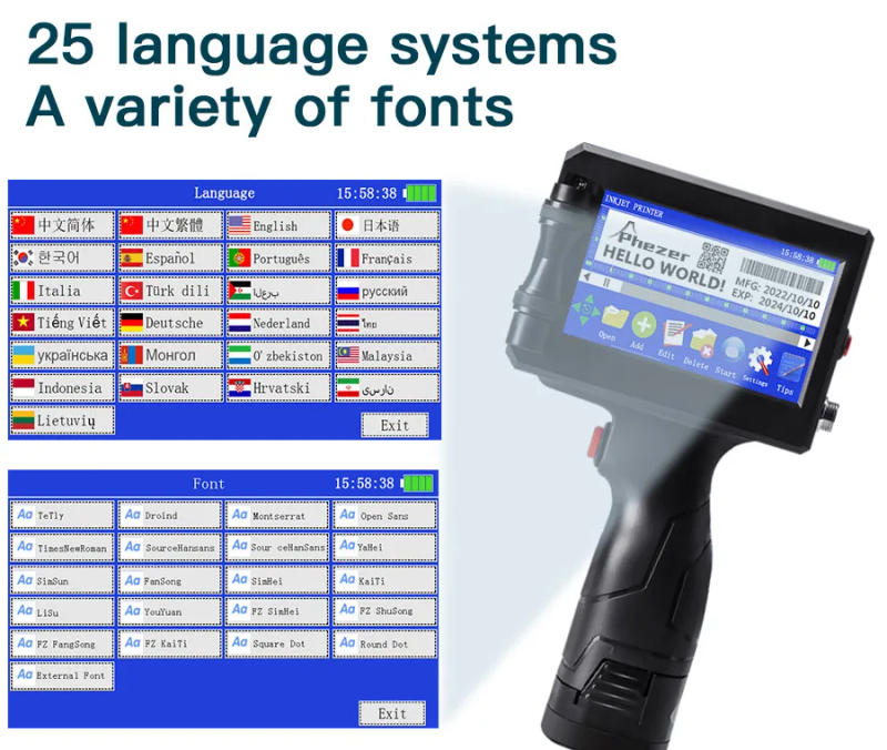 Description Picture 5 of itemPhezer P15 12.7mm Label Printer QR Bar Batch Code Date Number Logo Expiry Date Handheld Inkjet Printer 28 Languages Portable