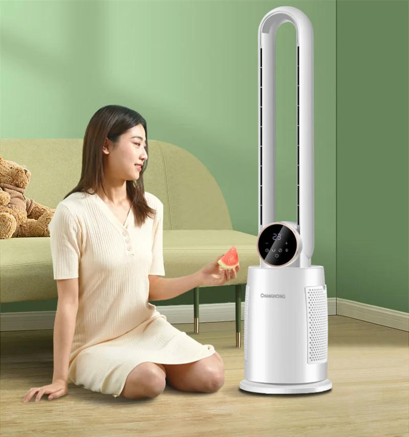 Description Picture 3 of itemHousehold Bladeless Fan Wind Air Conditioner Cooling Fan Vertical Shaking Head Electric Fans Standing Fan with Remote Control