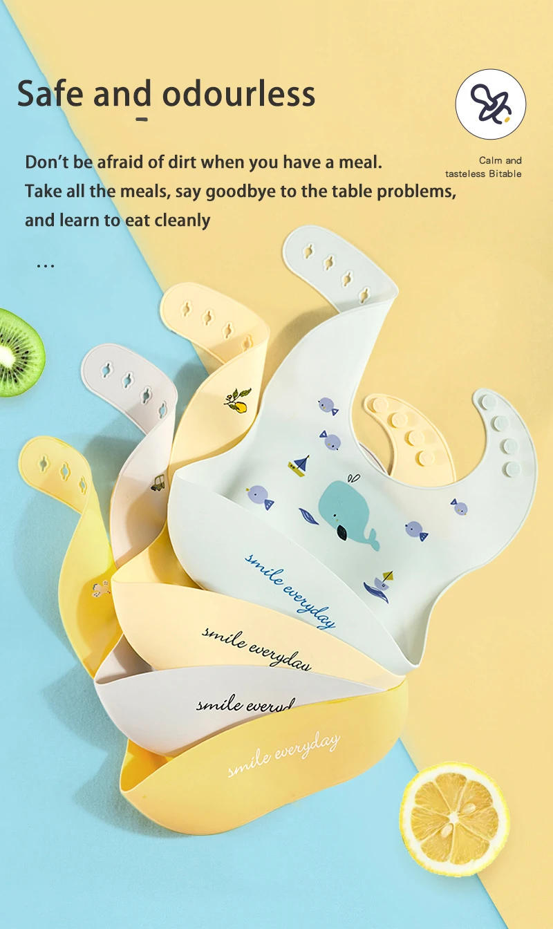 Description Picture 6 of itemWaterproof Baby Bibs For Baby Kid Soft Silicone Feeding Bib Summer Baby Stuff Feeding Cartoon Print Girl Boy Bibs Burp Cloths