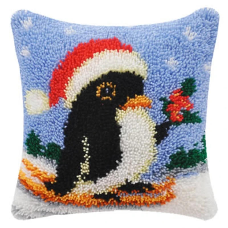 Description Picture 3 of itemNew Bird Series Eagle Owl Latch Hook Mat Kits Embroidered DIY Button Pad Package Smyrna klink haak Embroidery Pillow knooppakket