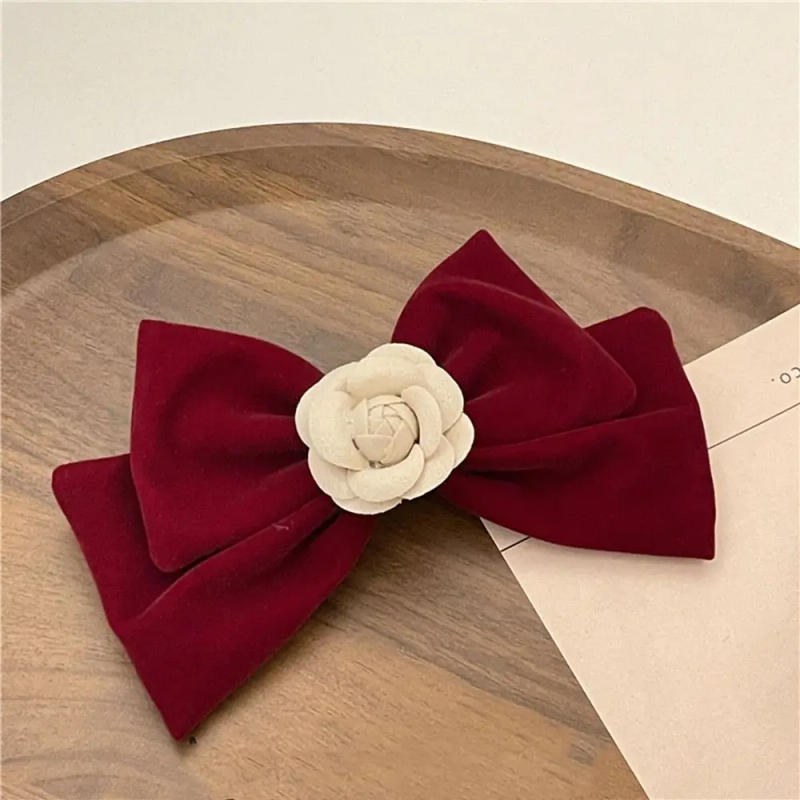 Description Picture 6 of itemCute Bow Knot Camellia Black Wome Hair Accessories Flower Hairpin Korean Style Hair Clip Girls Spring Clip Big Bow Hairpin