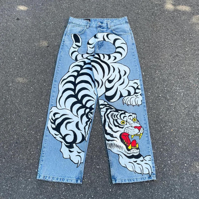 Description Picture 3 of itemY2K Baggy Jeans Harajuku 2000s Streetwear Vintage printing Oversized Hip Hop loose Jeans rock Gothic fashion Wide Trousers pants