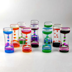1PC Dual Color Liquid Motion Bubbler Hourglass Ornament Crafts Handicraft Movement Timer Pressure Reducing Props Desktop Toy